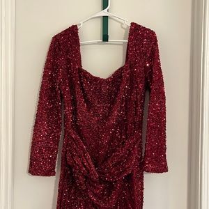 Burgundy Sequin Dress-Size Large